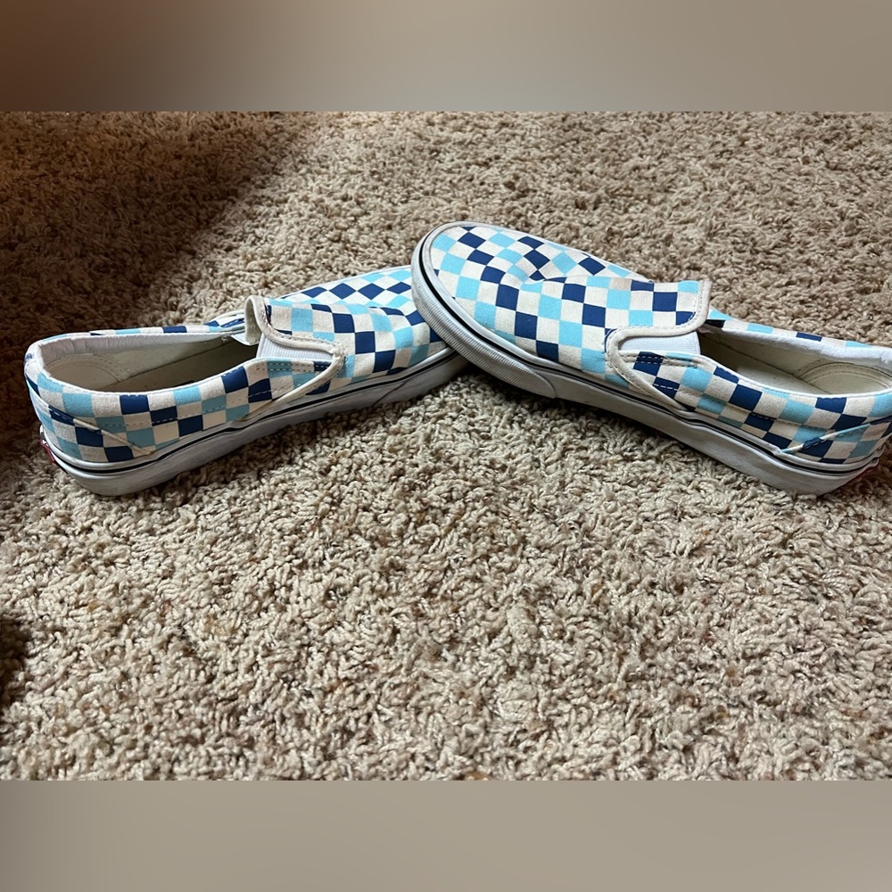 Blue checkered vans women size 9 !!